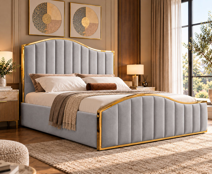 Belgravia King Ottoman Storage Bed (Light Grey)