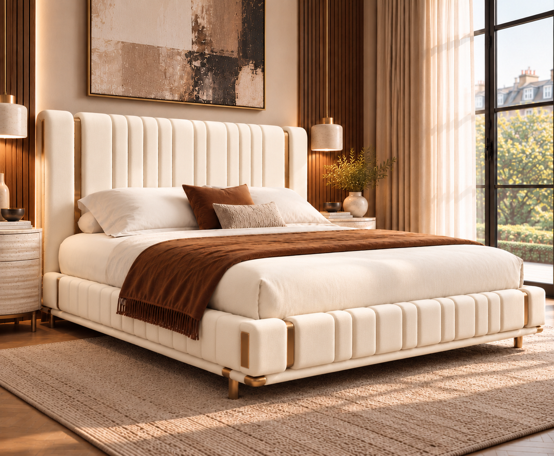 Mayfair King Ottoman Storage Bed (Ivory Cream)