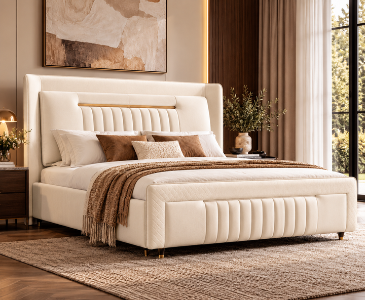 Kensington King Ottoman Storage Bed (Ivory Cream)