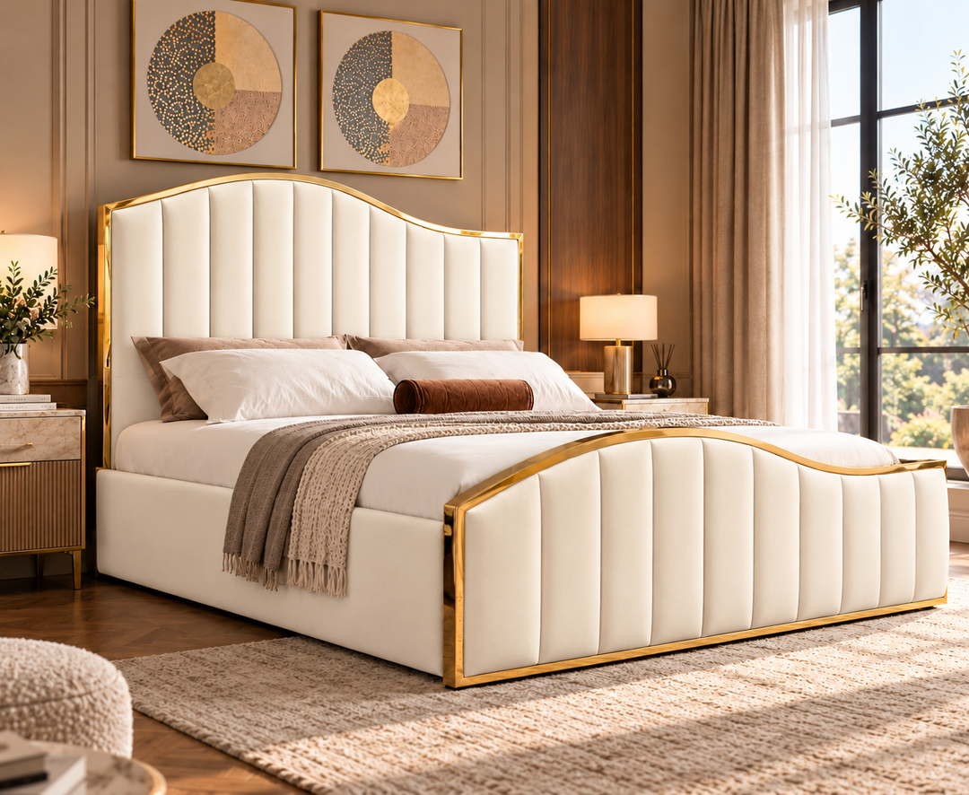 Belgravia King Ottoman Storage Bed (Ivory Cream)
