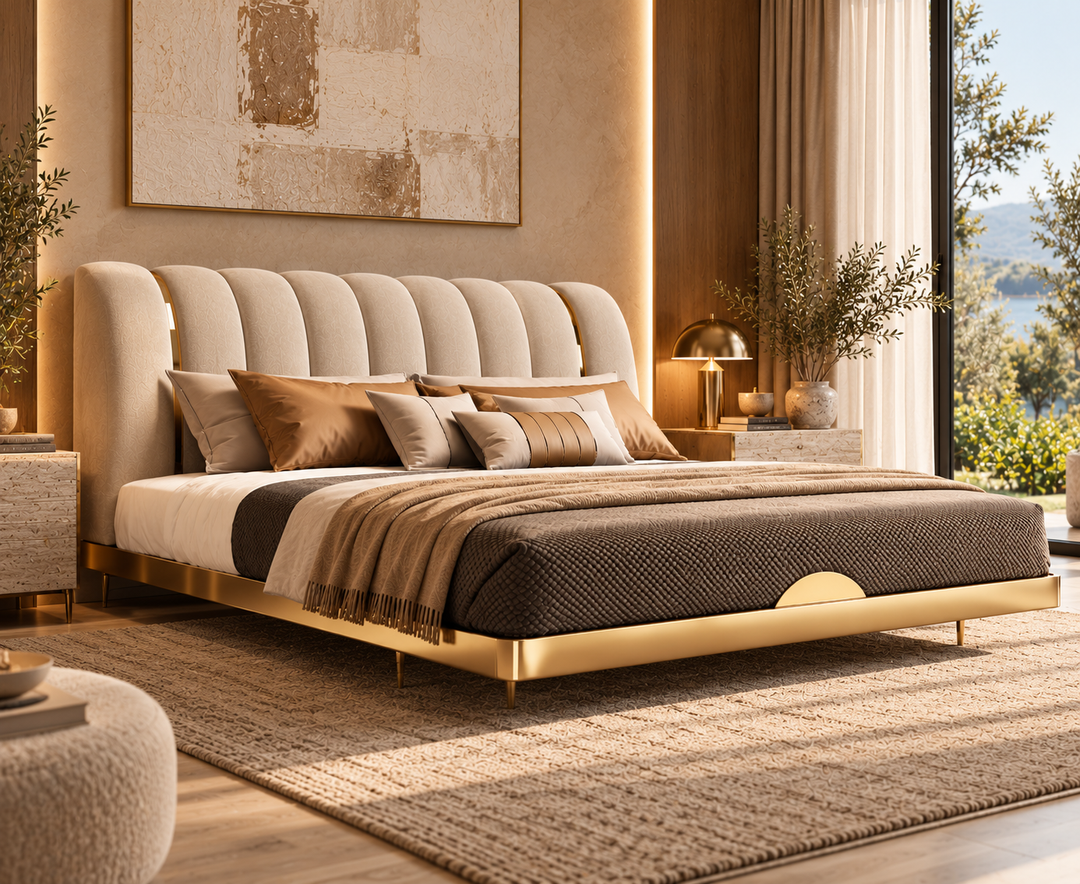 Hampton King Ottoman Storage Bed (Oatmeal Biege)