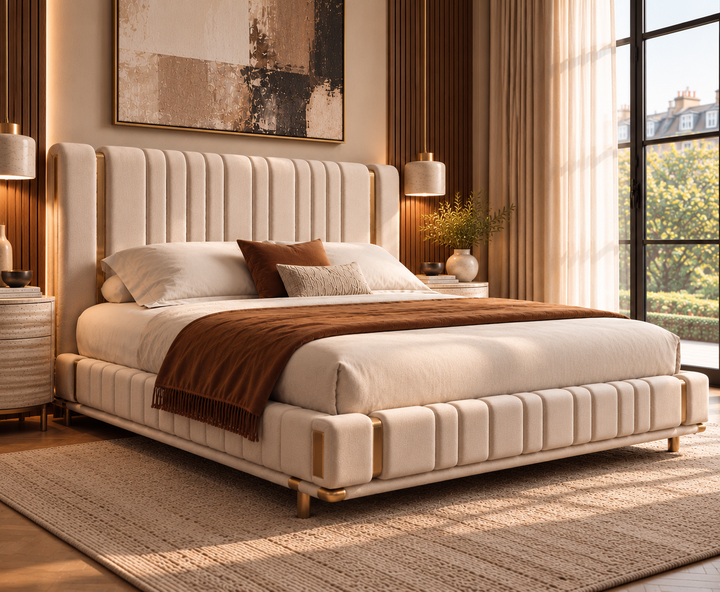 Mayfair King Ottoman Storage Bed (Oatmeal Beige)