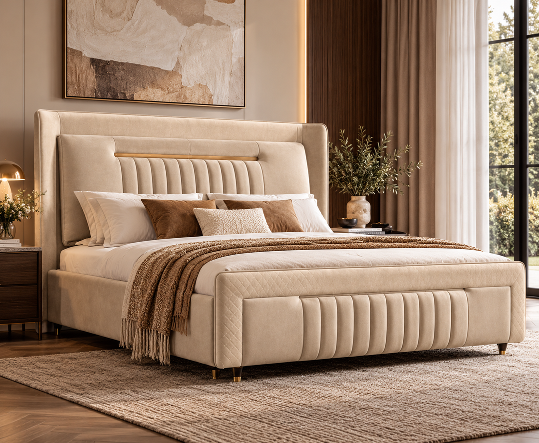 Kensington King Ottoman Storage Bed (Oatmeal Biege)