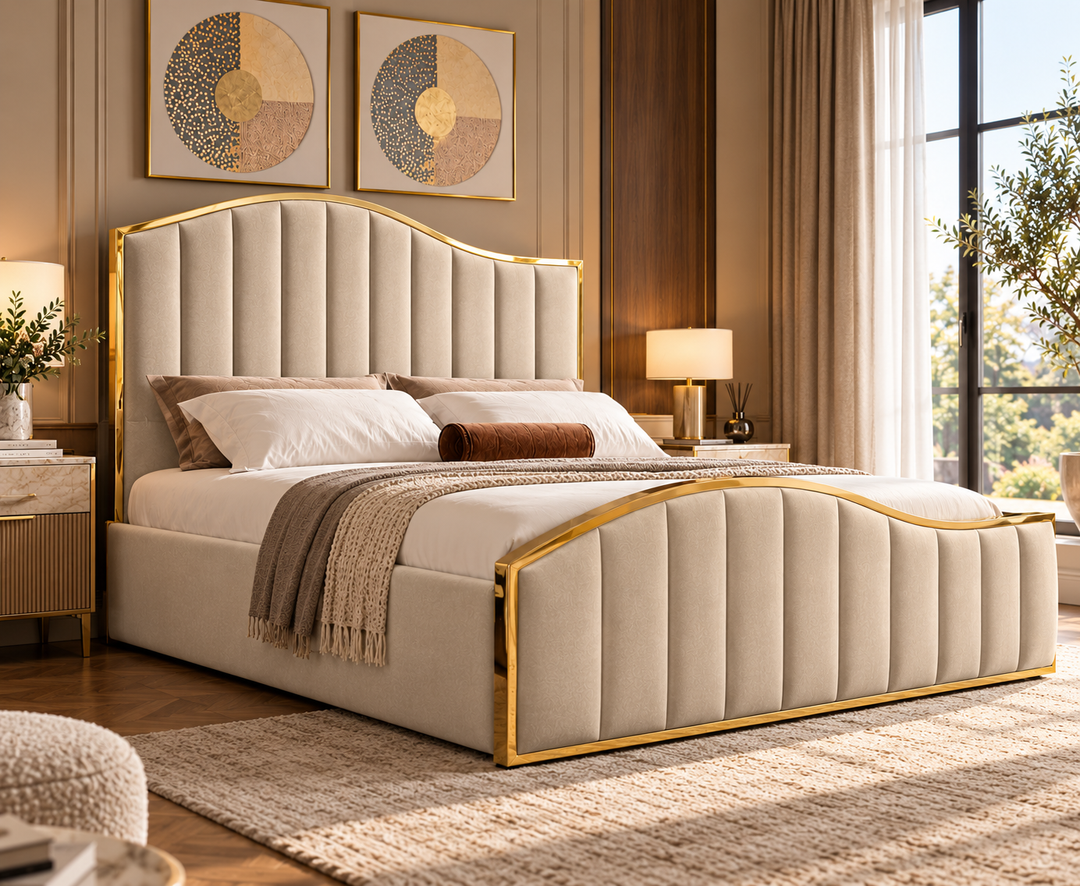 Belgravia King Ottoman Storage Bed (Oatmeal Beige)