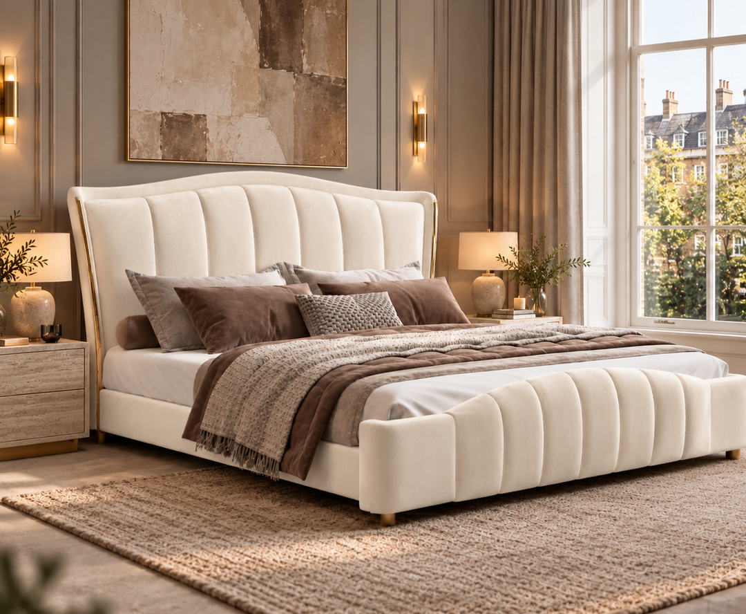 Richmond King Ottoman Storage Bed (Ivory Cream)