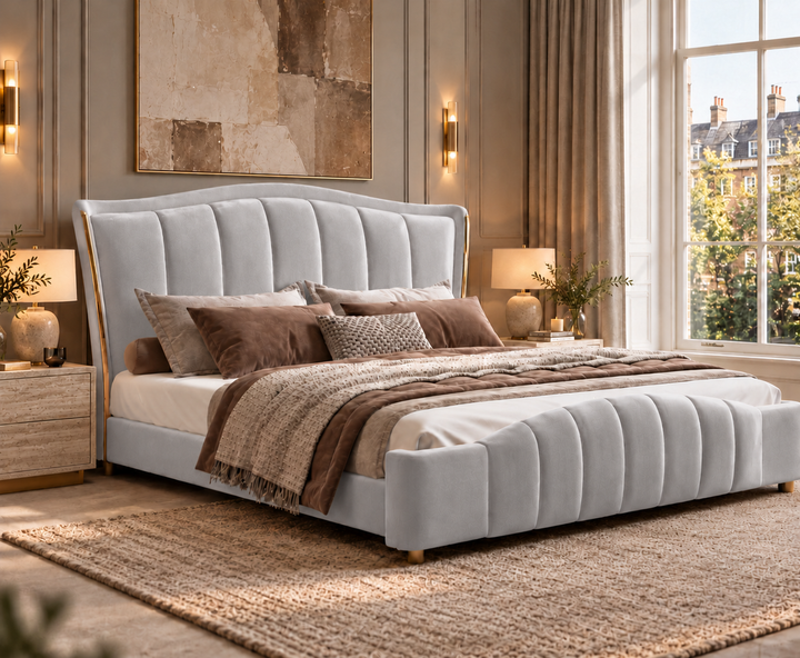 Richmond King Ottoman Storage Bed (Light Grey)