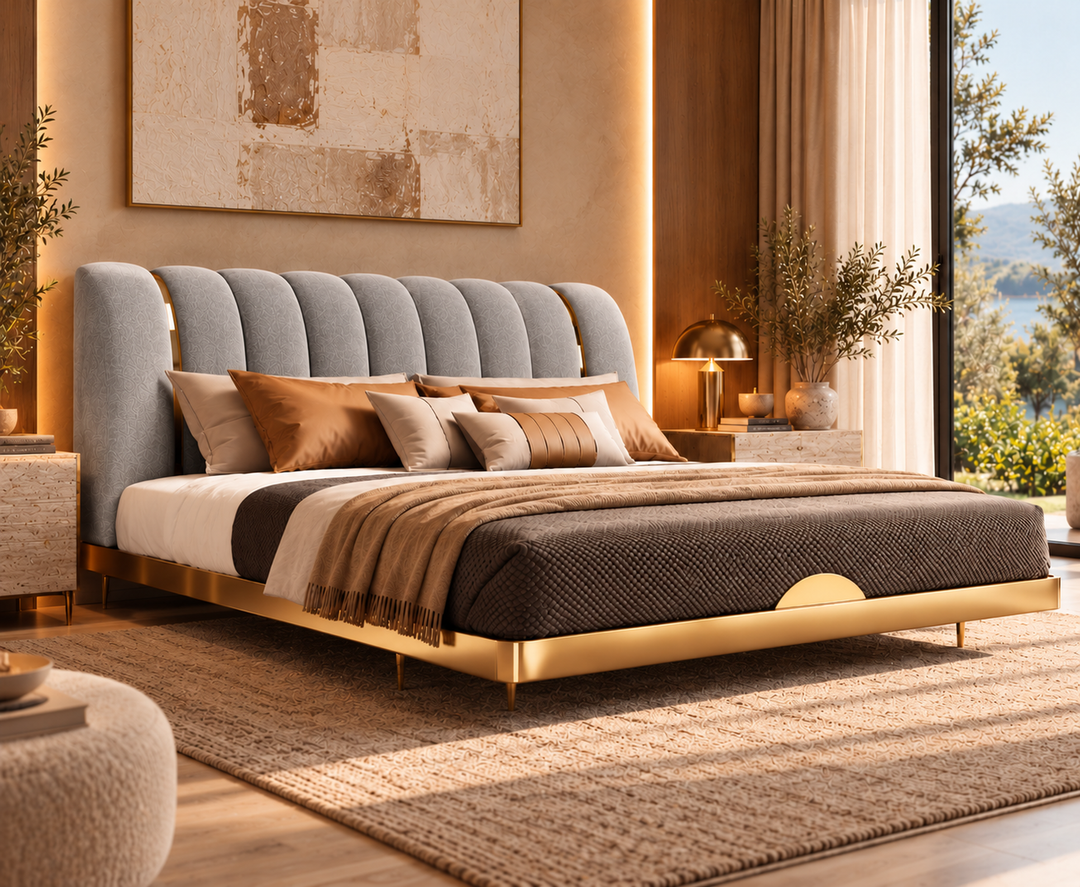 Hampton King Ottoman Storage Bed (Light Grey)