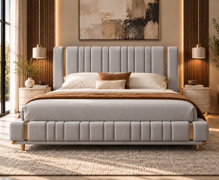 Mayfair King Ottoman Storage Bed (Light Grey)