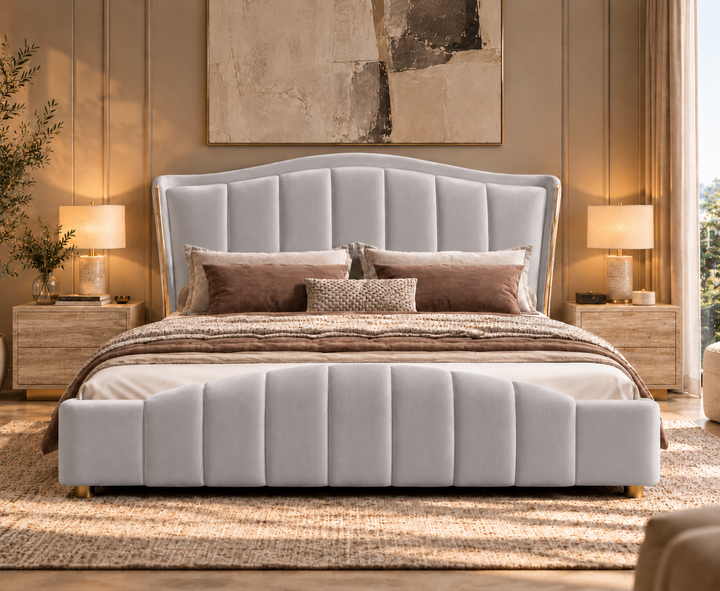 Richmond King Ottoman Storage Bed (Light Grey)