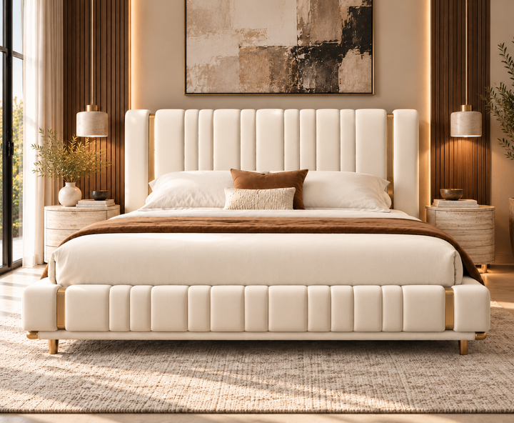 Mayfair King Ottoman Storage Bed (Ivory Cream)