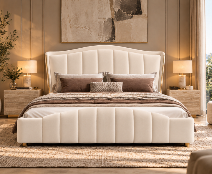 Richmond King Ottoman Storage Bed (Ivory Cream)