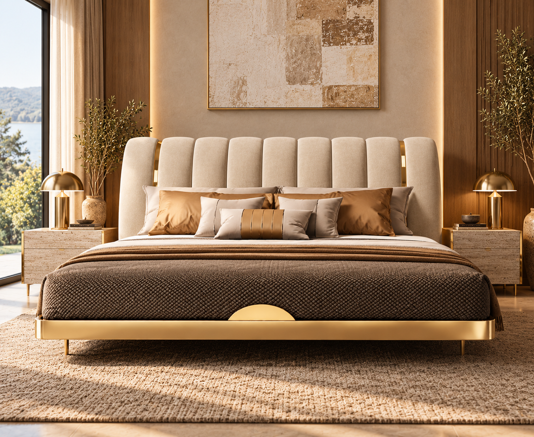 Hampton King Ottoman Storage Bed (Oatmeal Biege)