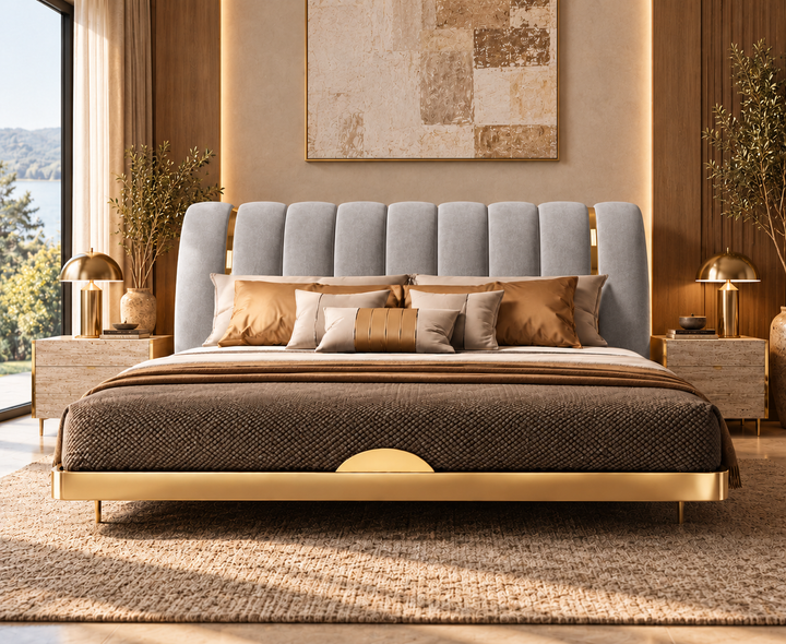 Hampton King Ottoman Storage Bed (Light Grey)