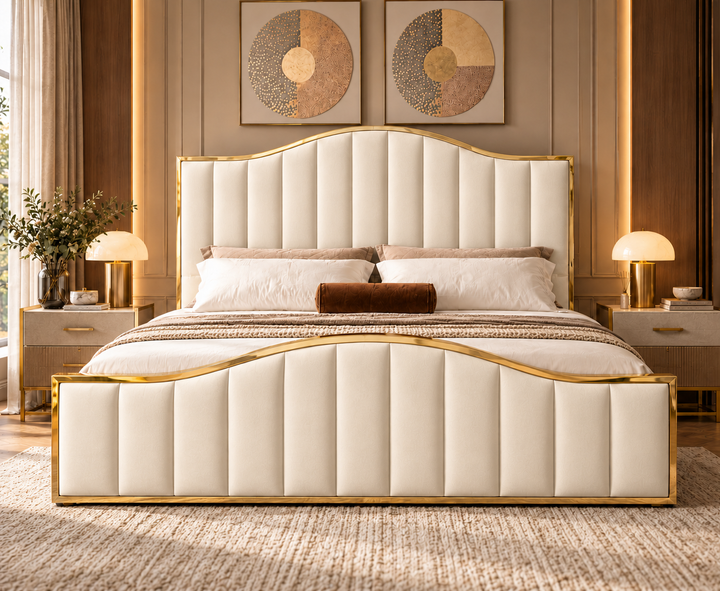 Belgravia King Ottoman Storage Bed (Ivory Cream)