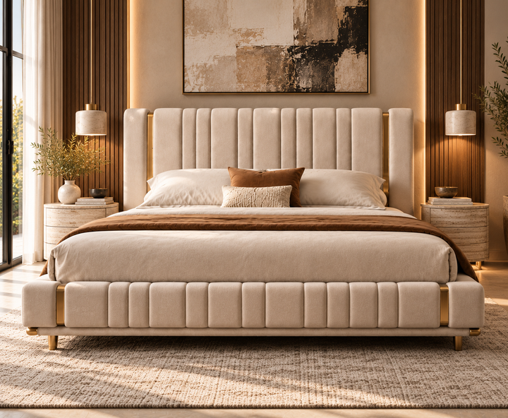 Mayfair King Ottoman Storage Bed (Oatmeal Beige)