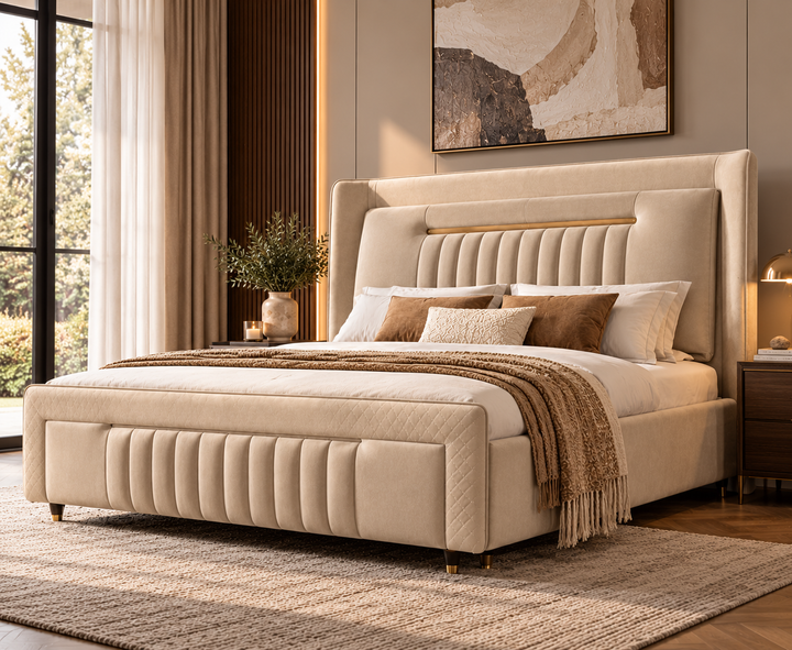Kensington King Ottoman Storage Bed (Oatmeal Biege)