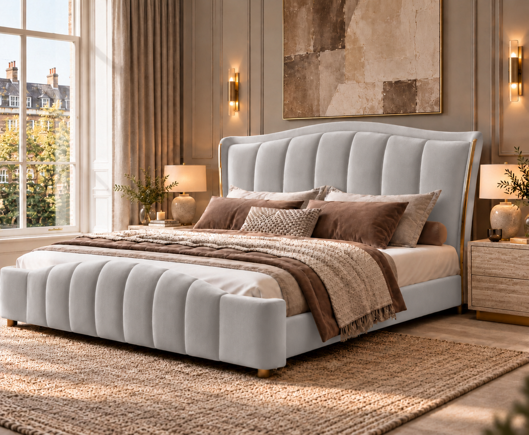 Richmond King Ottoman Storage Bed (Light Grey)