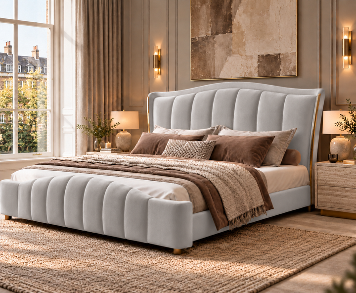Richmond King Ottoman Storage Bed (Light Grey)