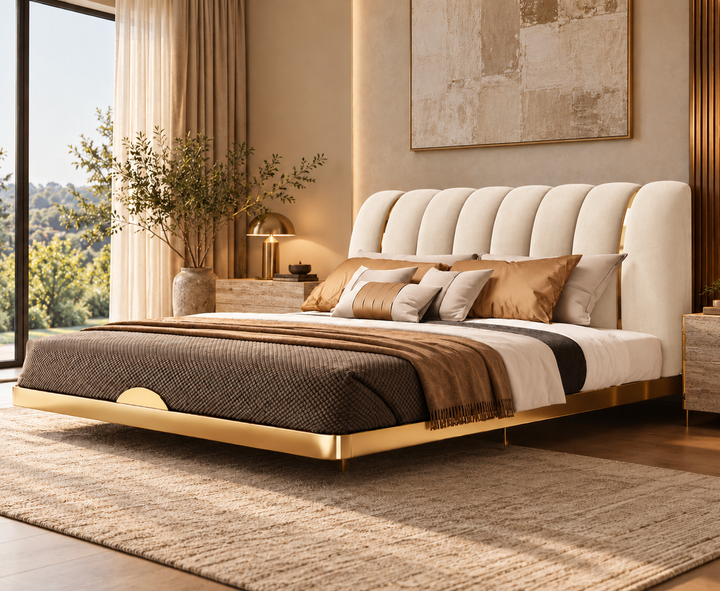 Hampton King Ottoman Storage Bed (Ivory Cream)