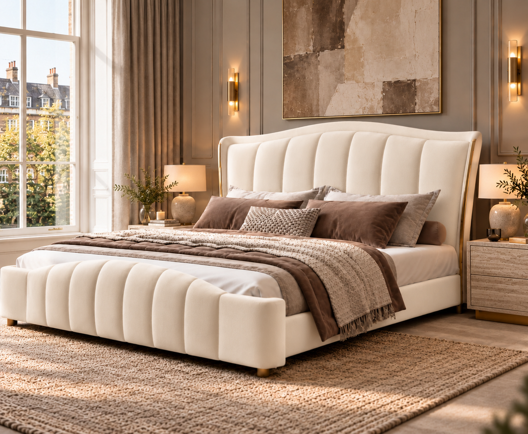 Richmond King Ottoman Storage Bed (Ivory Cream)