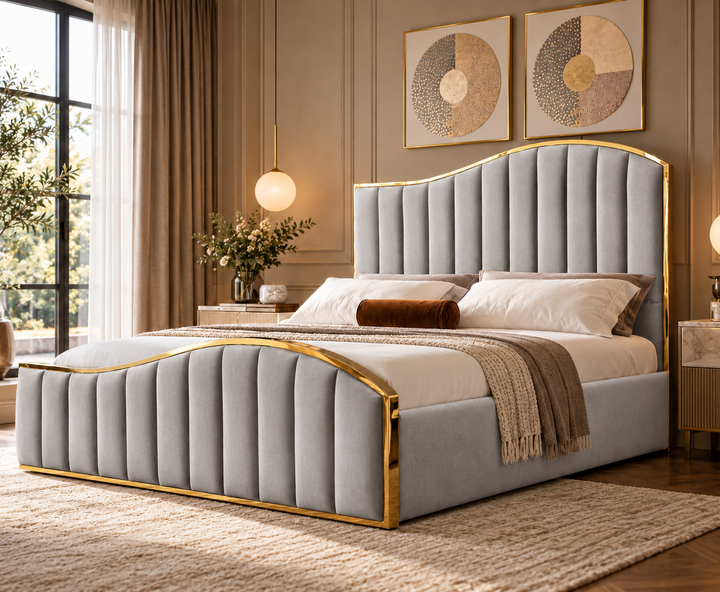 Belgravia King Ottoman Storage Bed (Light Grey)