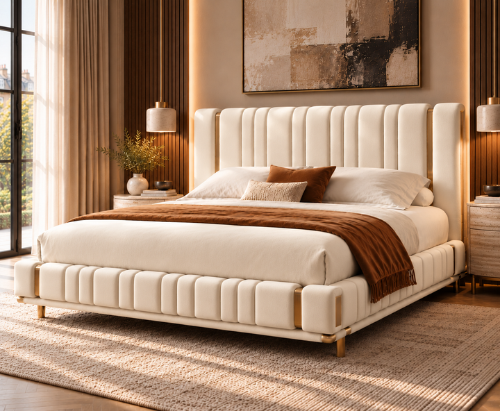 Mayfair King Ottoman Storage Bed (Ivory Cream)