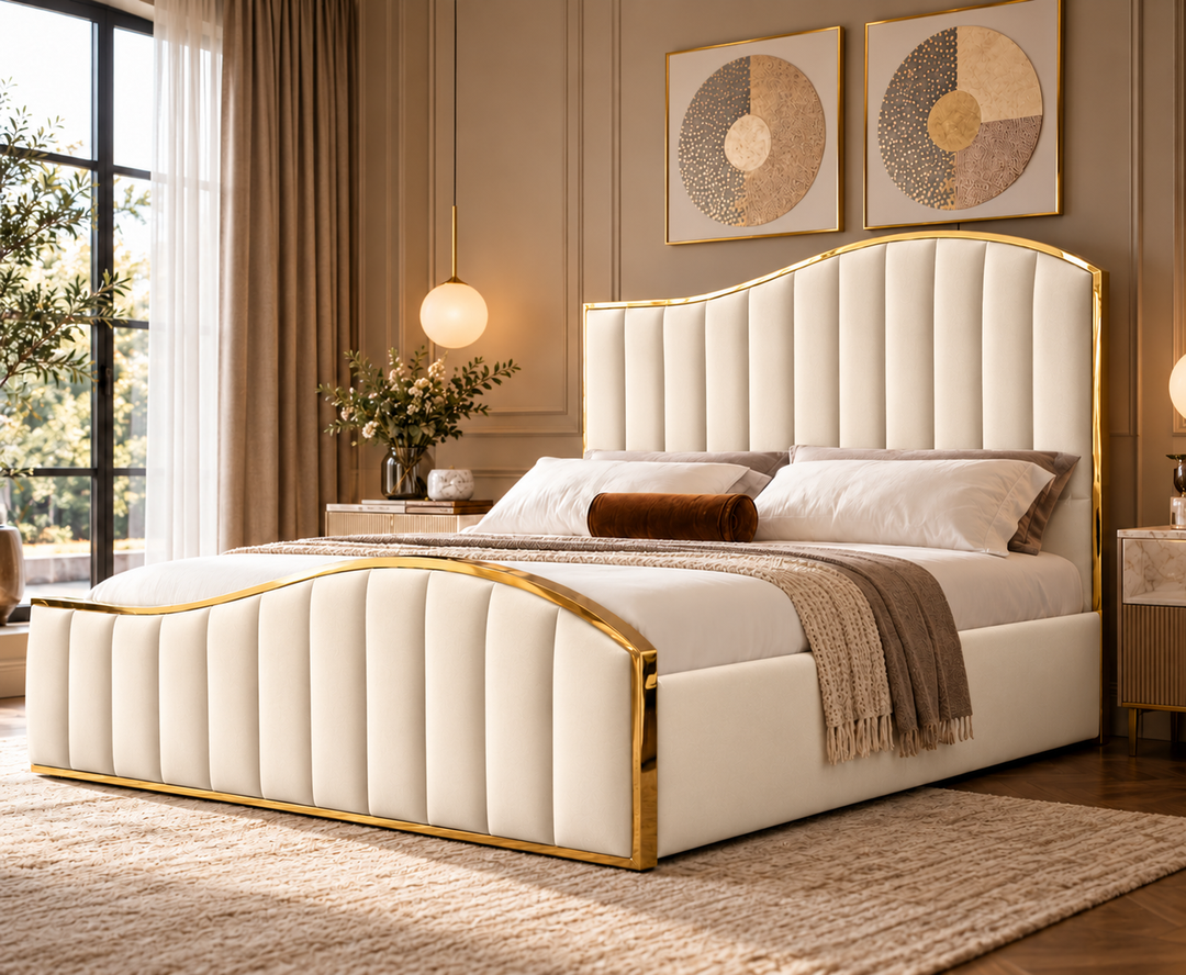 Belgravia King Ottoman Storage Bed (Ivory Cream)