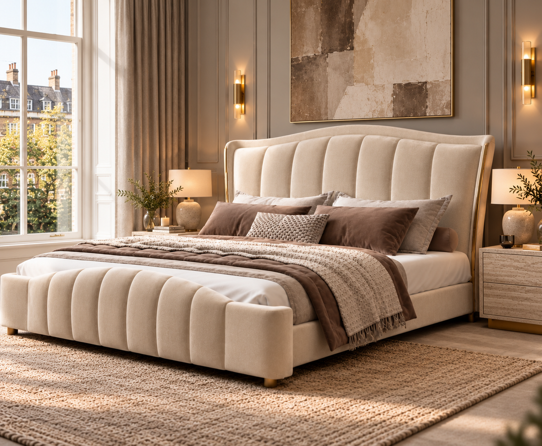 Richmond King Ottoman Storage Bed (Oatmeal Beige)