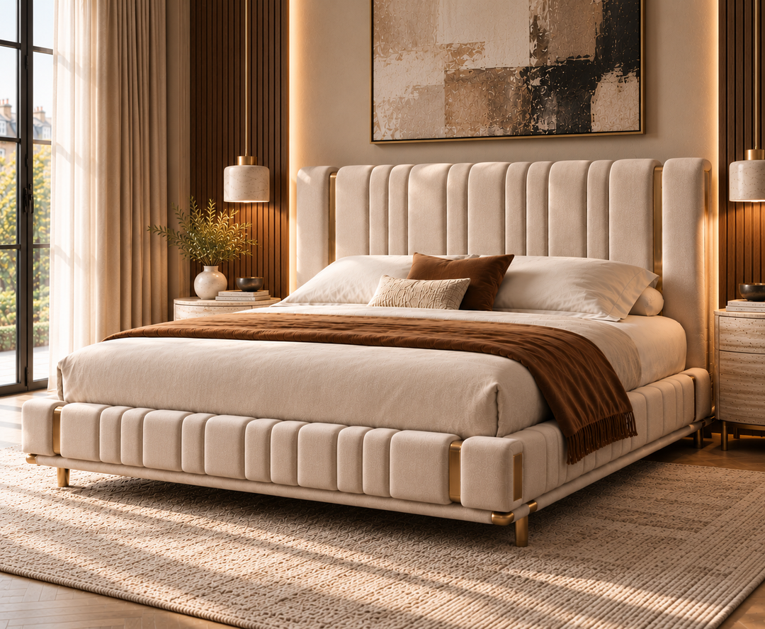 Mayfair King Ottoman Storage Bed (Oatmeal Beige)