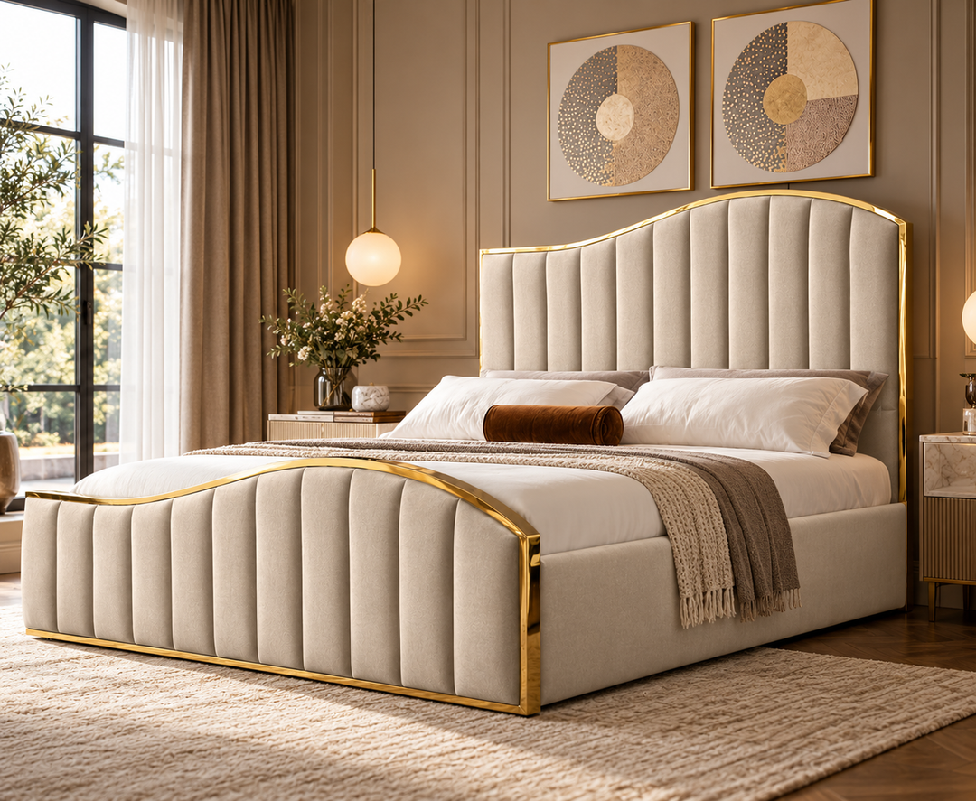 Belgravia King Ottoman Storage Bed (Oatmeal Beige)