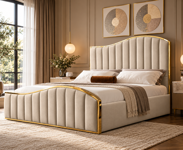 Belgravia King Ottoman Storage Bed (Oatmeal Beige)