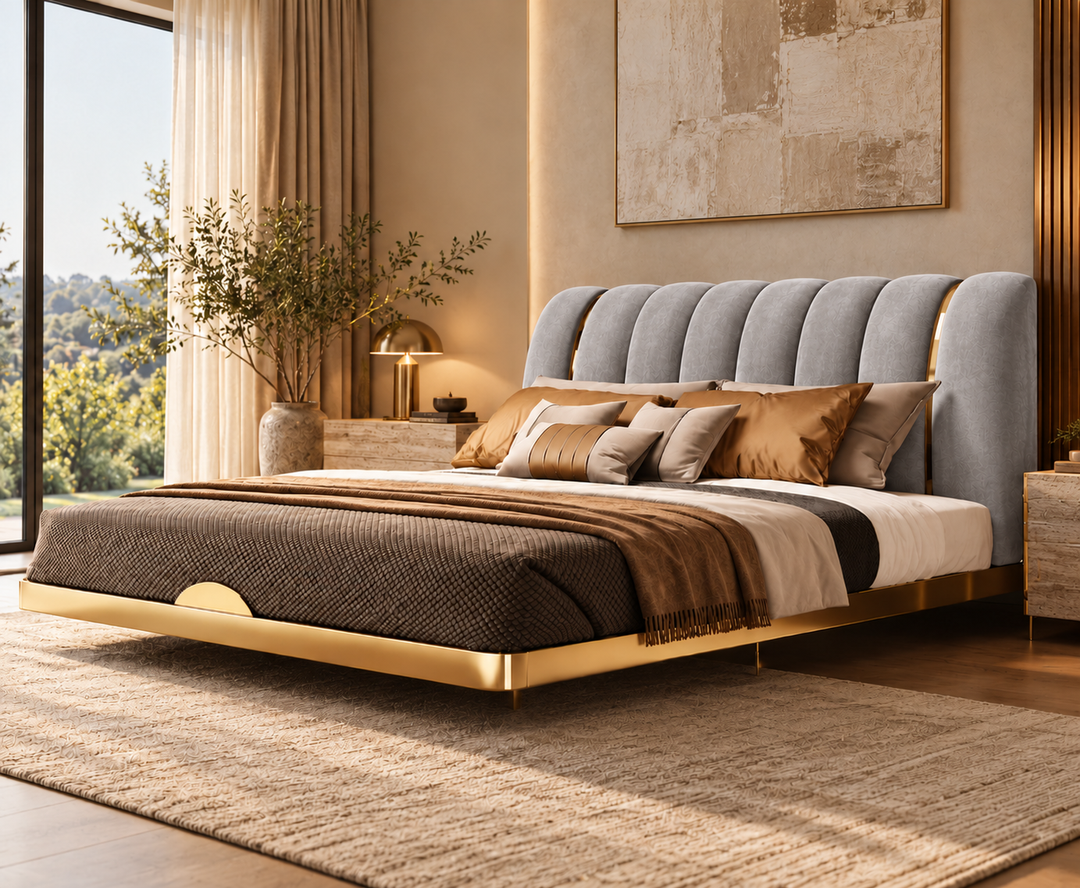 Hampton King Ottoman Storage Bed (Light Grey)