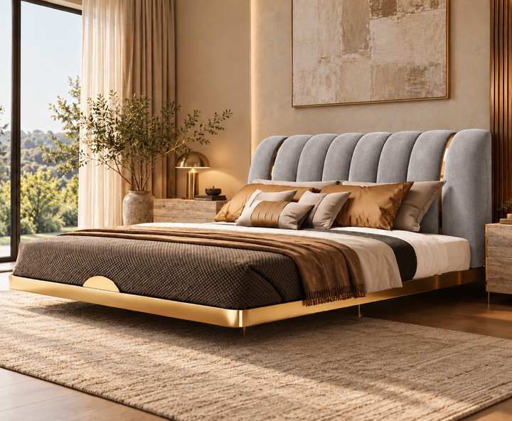 Hampton King Ottoman Storage Bed (Light Grey)