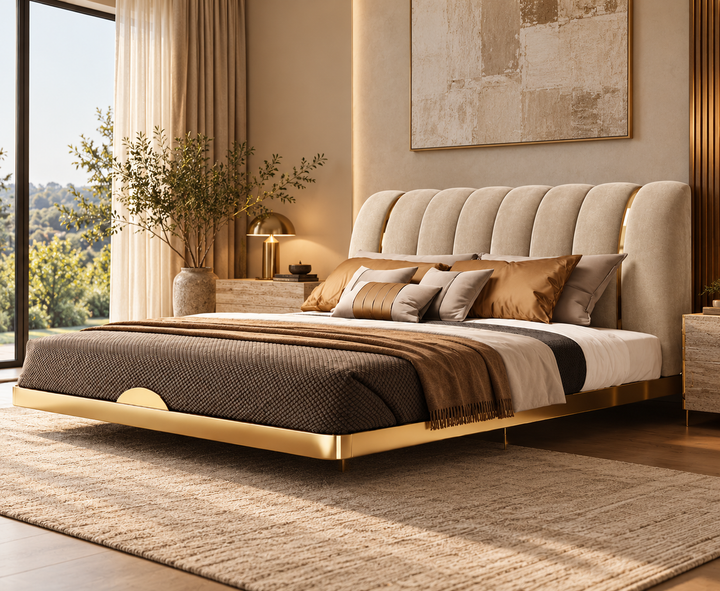 Hampton King Ottoman Storage Bed (Oatmeal Biege)