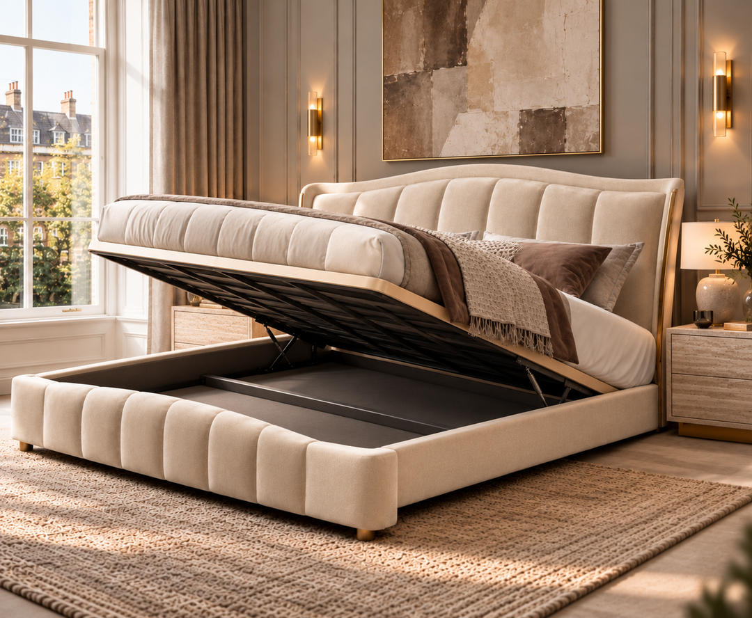 Richmond King Ottoman Storage Bed (Oatmeal Beige)