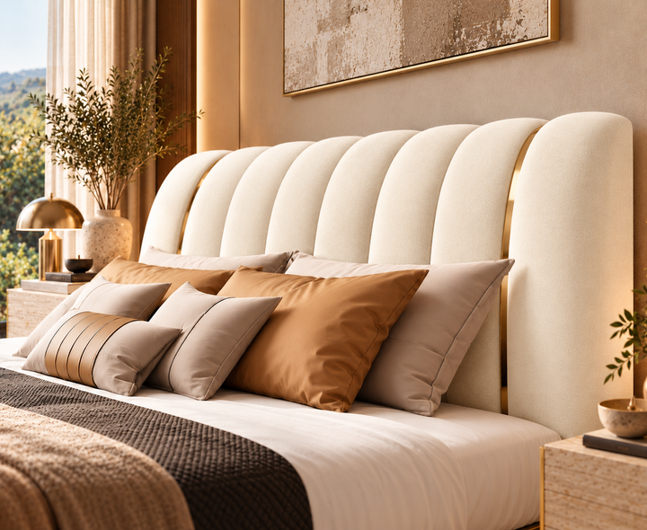 Hampton King Ottoman Storage Bed (Ivory Cream)