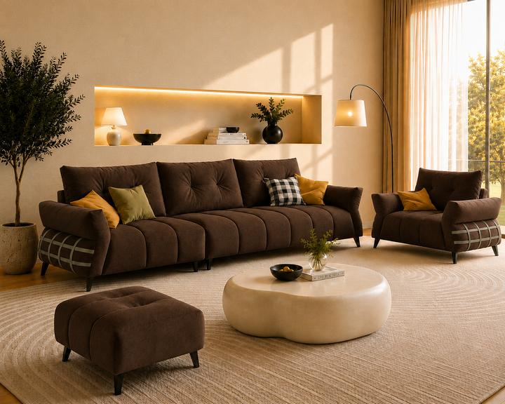 Kensington 3-Seater Sofa (Brown)