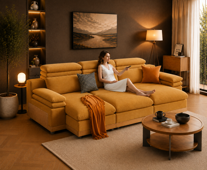 Stratford Recliner Sofa (Orange Tan)