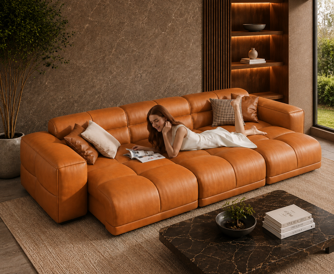 Montford Recliner Sofa (Orange)