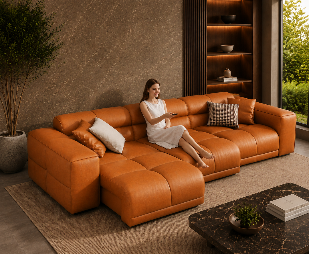 Montford Recliner Sofa (Orange)