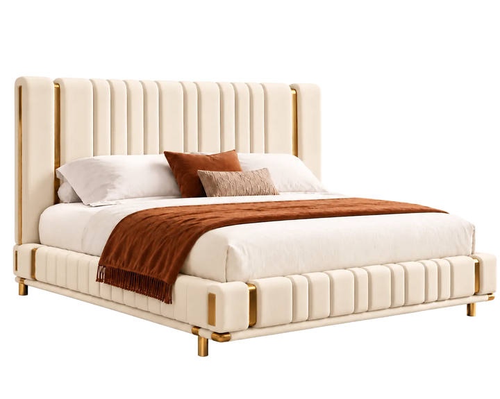 Mayfair King Ottoman Storage Bed (Ivory Cream)
