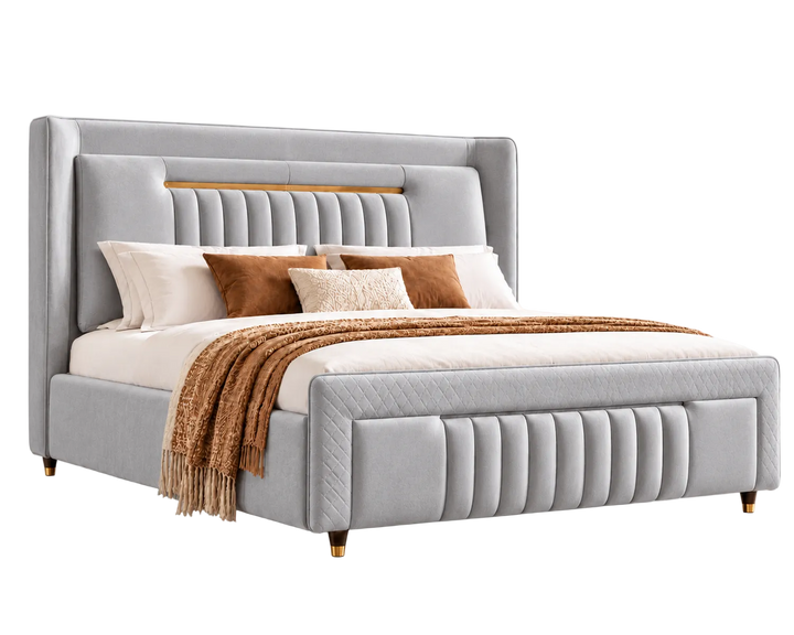 Kensington King Ottoman Storage Bed (Light Grey)
